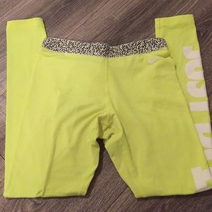 Neon yellow Nike running leggings